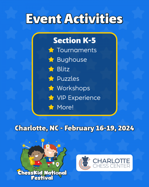 ChessKid National Festival 2024, Charlotte Convention Center, February 16  to February 20